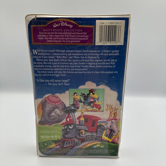 Walt Disneys Dumbo VHS Masterpiece Collection 1994 Full-Length Animated Feature - Picture 2 of 3